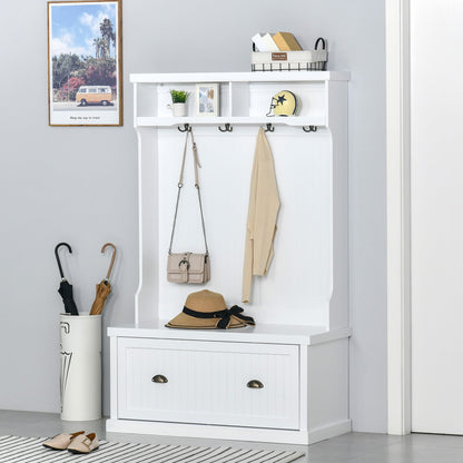 3-in-1 Hall Tree Coat Rack with Shoe Storage Bench, Hooks, Shelves, White Clothing Storage   at Gallery Canada