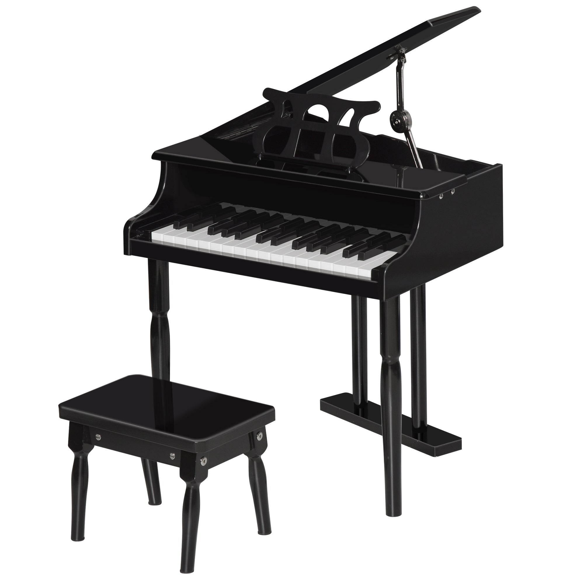 Modern Kids Piano, 30 Keys, Set of 2, Mini Toy for Child, Grand Piano with Music Stand and Bench, Ideal Gift, Black Electronic Musical Pianos Black  at Gallery Canada