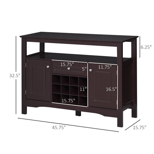 Modern Kitchen Buffet Bar Cabinet Storage Sideboard Dining Server with Drawer &; 12-Bottle Wine Rack for Living Room, Espresso