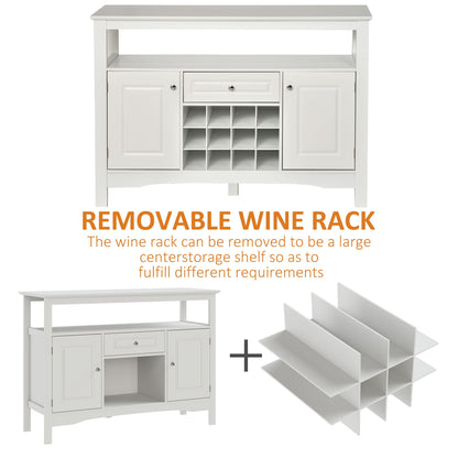 Modern Kitchen Buffet Bar Cabinet Storage Sideboard Dining Server with Drawer &; 12-Bottle Wine Rack for Living Room, White Bar Cabinets   at Gallery Canada