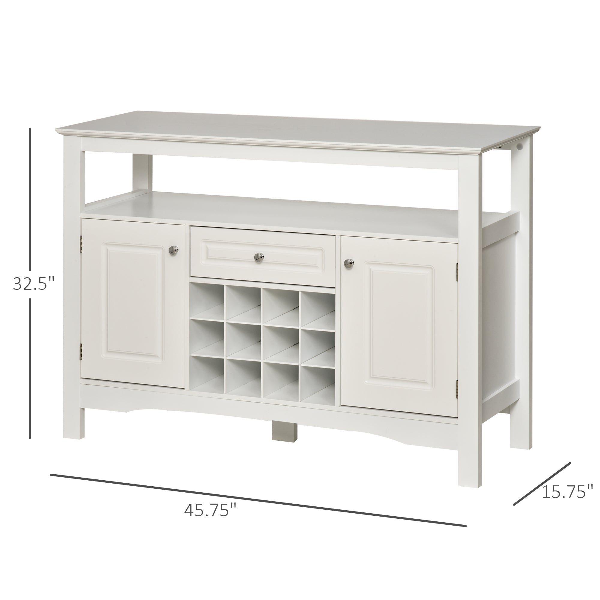 Modern Kitchen Buffet Bar Cabinet Storage Sideboard Dining Server with Drawer &; 12-Bottle Wine Rack for Living Room, White Bar Cabinets White  at Gallery Canada