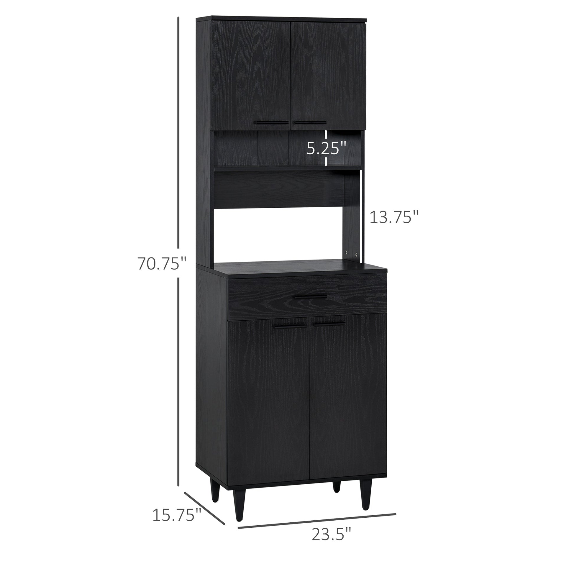 Modern Kitchen Buffet with Hutch Wooden Storage Cupboard with Microwave Counter 2 Cabinet and Drawer for Dining Room Living Room Black Kitchen Pantry Cabinets   at Gallery Canada