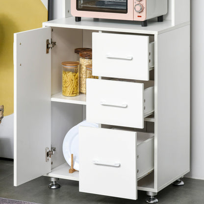 Modern Kitchen Cupboard with Storage Cabinet Hutch, 2 Cabinets, 3 Drawers and Open Countertop, White Kitchen Pantry Cabinets   at Gallery Canada