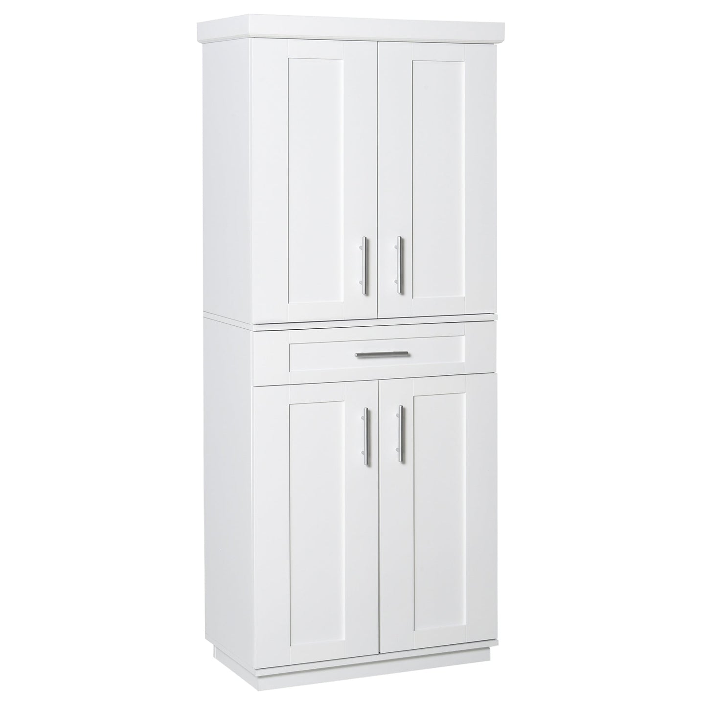 Modern Kitchen Pantry Freestanding Cabinet Cupboard with Doors and Shelves, Adjustable Shelving, White Kitchen Pantry Cabinets White  at Gallery Canada