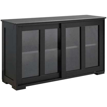 Modern Kitchen Sideboard, Stackable Storage Cabinet, Sliding Glass Door Console, Cupboard Serving Buffet for Kitchen &; Dining Room, Black Bar Cabinets Black  at Gallery Canada