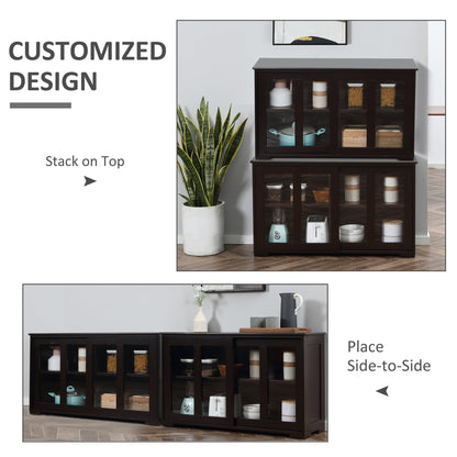 Modern Kitchen Sideboard, Stackable Storage Cabinet, Sliding Glass Door Console, Cupboard Serving Buffet for Kitchen &; Dining Room, Coffee Bar Cabinets   at Gallery Canada