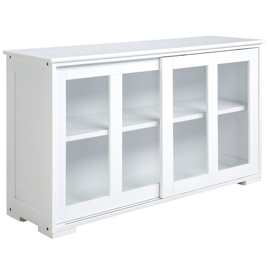 Modern Kitchen Sideboard, Stackable Storage Cabinet, Sliding Glass Door Console, Cupboard Serving Buffet for Kitchen &; Dining Room, White Bar Cabinets White  at Gallery Canada