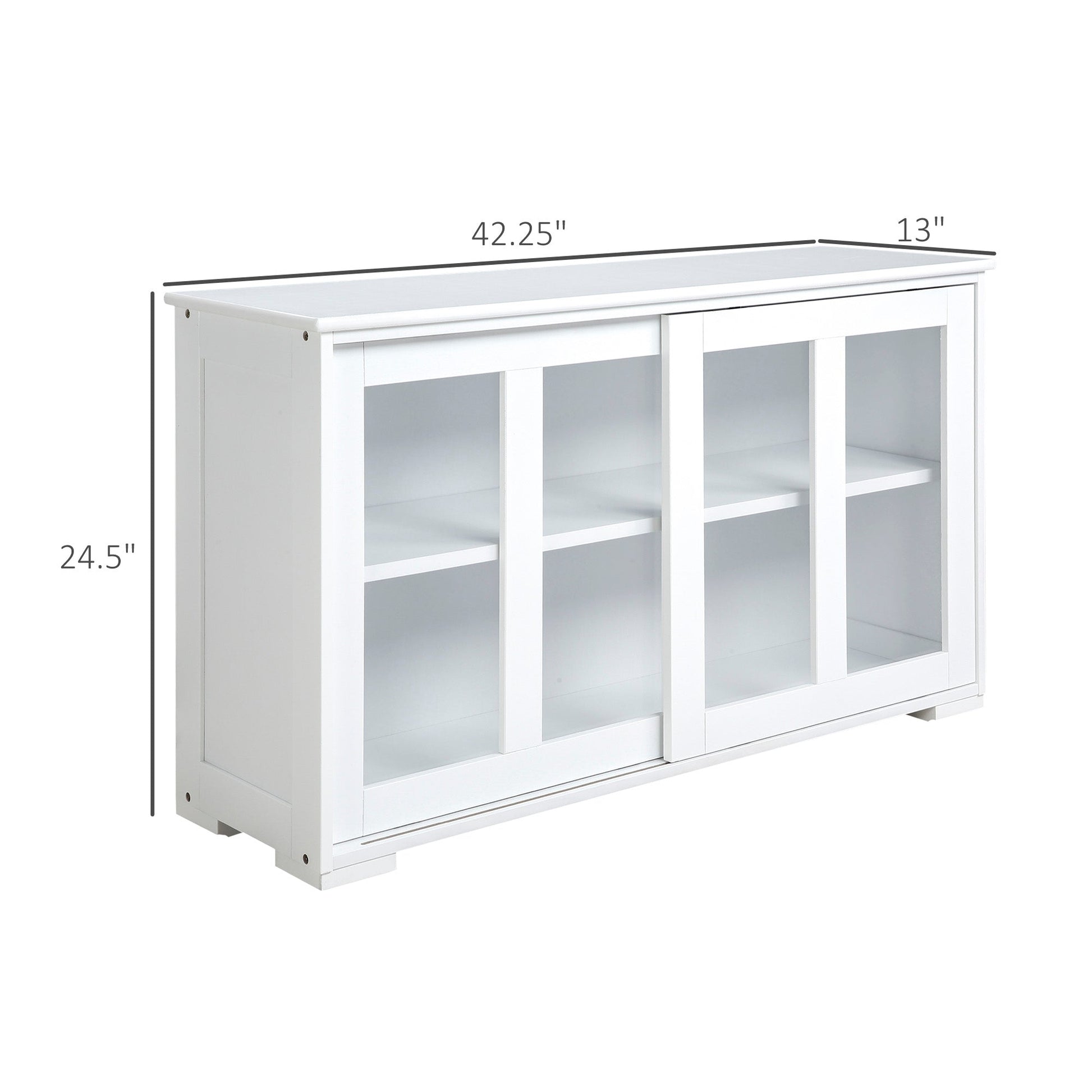 Modern Kitchen Sideboard, Stackable Storage Cabinet, Sliding Glass Door Console, Cupboard Serving Buffet for Kitchen &; Dining Room, White Bar Cabinets   at Gallery Canada