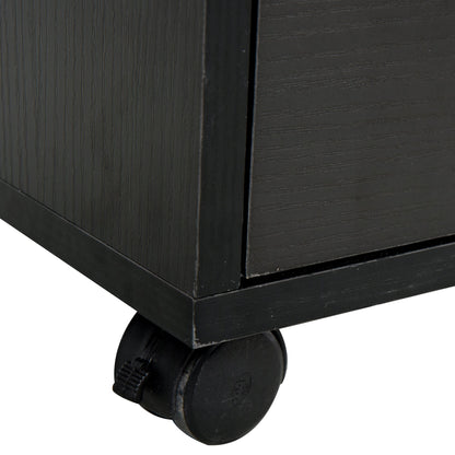 Modern Lateral Filing Cabinet, 3 Drawer File Cabinet, Mobile, Printer Stand with Open Shelves, Rolling Wheels, Black Office Cabinets & Cupboards   at Gallery Canada