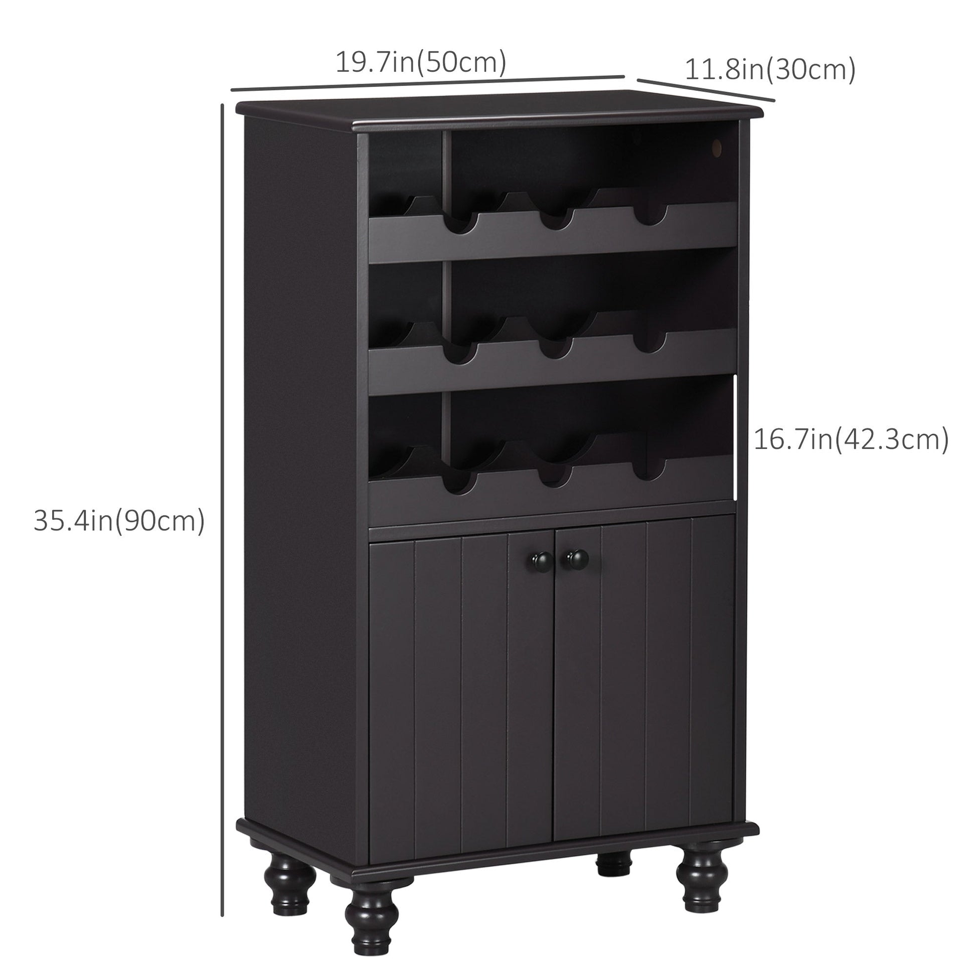 Modern Liquor Cabinet, Wine Cabinet with 9-Bottle Wine Rack, Kitchen Sideboard with Storage Cupboard for Home Bar, Brown Wine Racks   at Gallery Canada