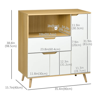 Modern Microwave Stand, Microwave Cabinet with Drawer, Storage Cupboards and Cable Hole for Kitchen, Dining Room, White Kitchen Pantry Cabinets   at Gallery Canada