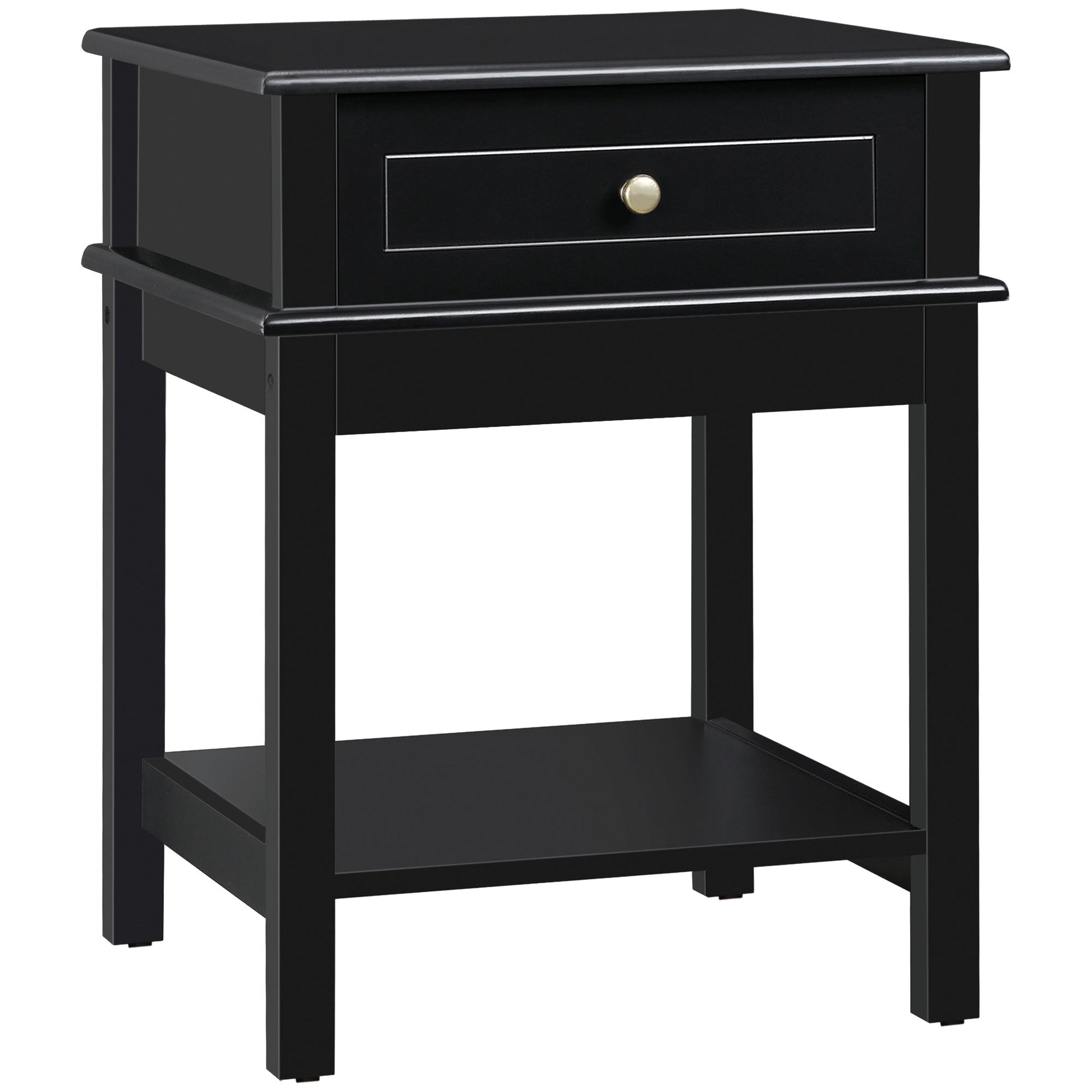 Modern Nightstand, Accent End Side Table with Drawer and Storage Shelf, Bedside Table for Bedroom, Black Bedside Tables Black  at Gallery Canada