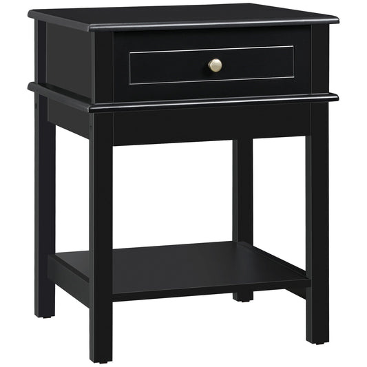 Modern Nightstand, Accent End Side Table with Drawer and Storage Shelf, Bedside Table for Bedroom, Black - Gallery Canada