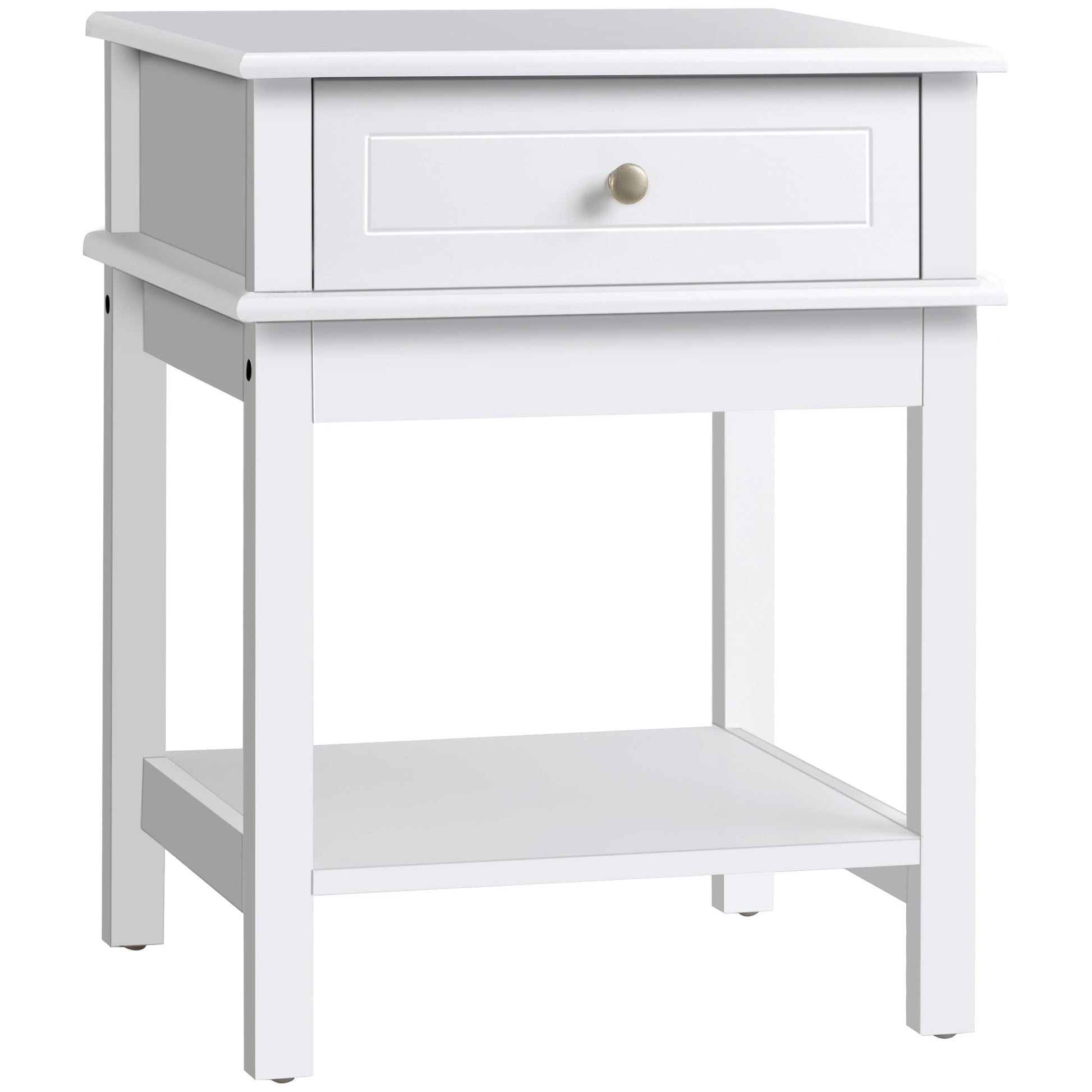 Modern Nightstand, Accent End Side Table with Drawer and Storage Shelf, Bedside Table for Bedroom, White Bedside Tables White  at Gallery Canada