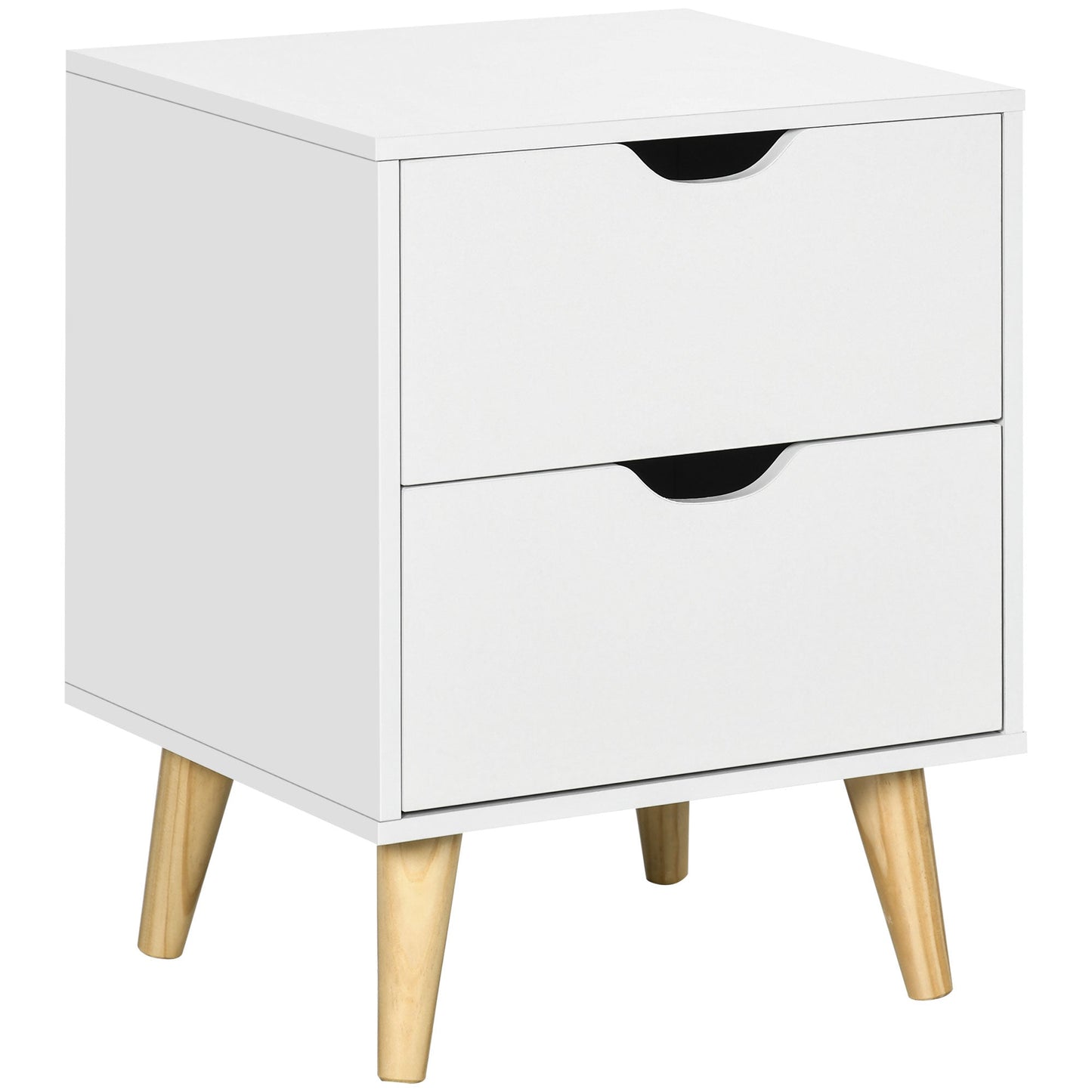 Modern Nightstand Bedside Table with 2 Drawers, End Table with Wood Legs for Bedroom, White Bedside Tables White  at Gallery Canada