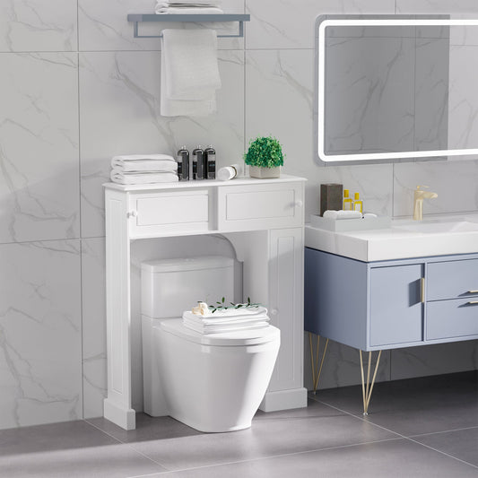 Modern Over The Toilet Storage, Bathroom Cabinets Over Toilet with 2 Sliding Doors, 3 Adjustable Shelves and Cupboard Over The Toilet Storage White  at Gallery Canada