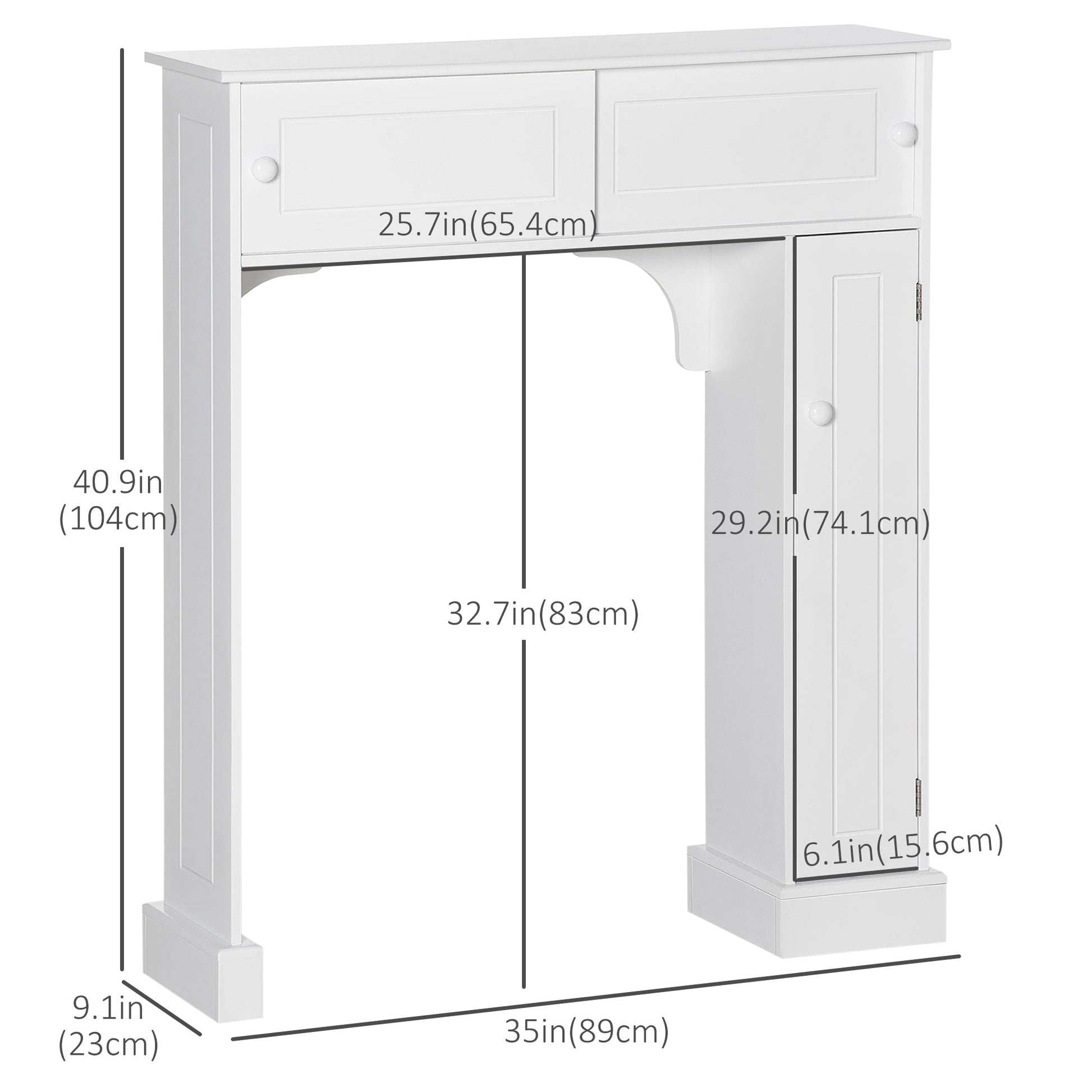 Modern Over The Toilet Storage, Bathroom Cabinets Over Toilet with 2 Sliding Doors, 3 Adjustable Shelves and Cupboard Over The Toilet Storage   at Gallery Canada