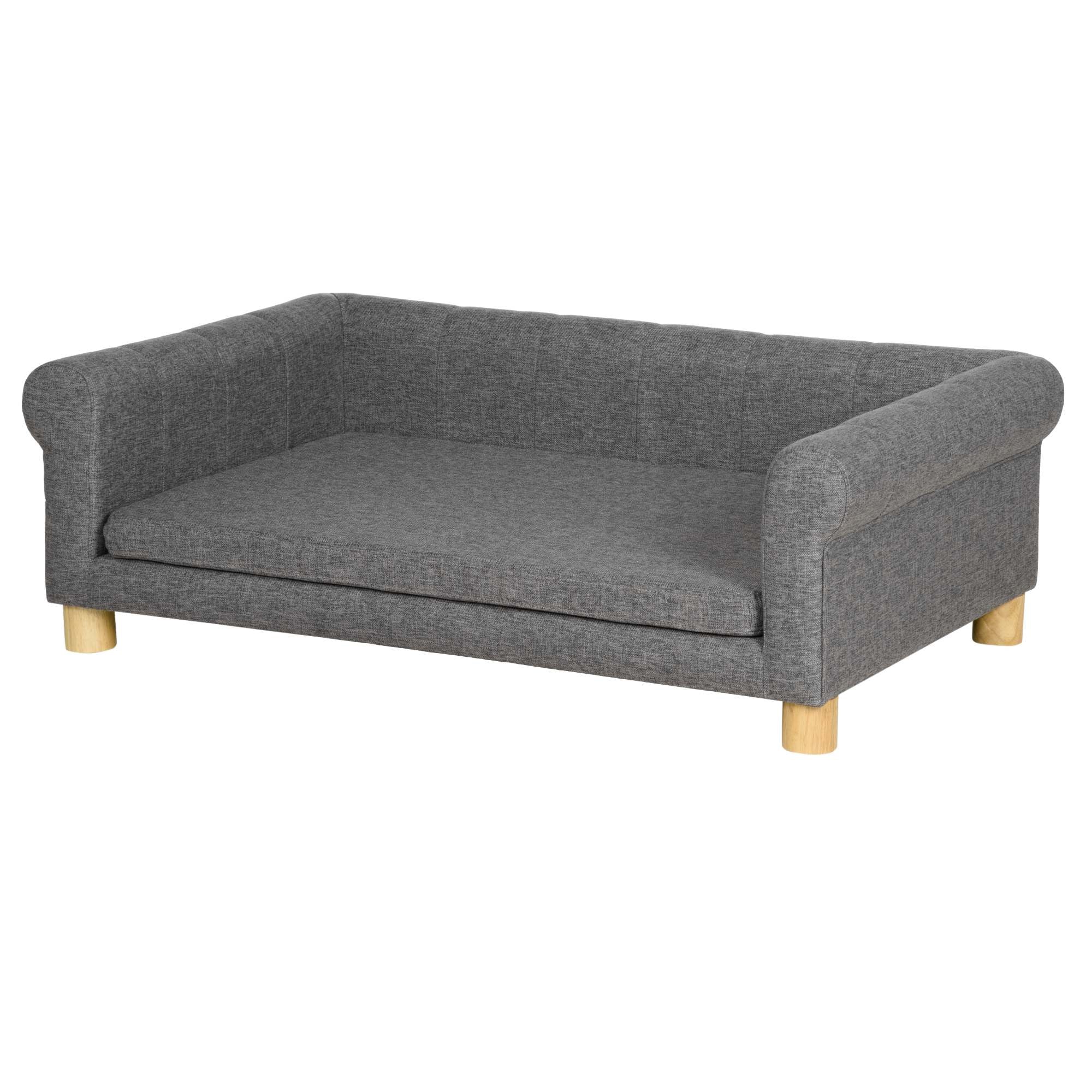 Modern Pet Sofa Cat or Medium Large Dog Bed W/ Removable Seat Cushion, Dark Grey Dog Sofas Dark Grey  at Gallery Canada