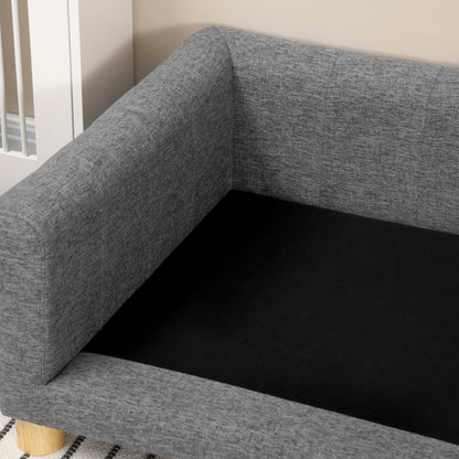 Modern Pet Sofa Cat or Medium Large Dog Bed W/ Removable Seat Cushion, Dark Grey Dog Sofas   at Gallery Canada