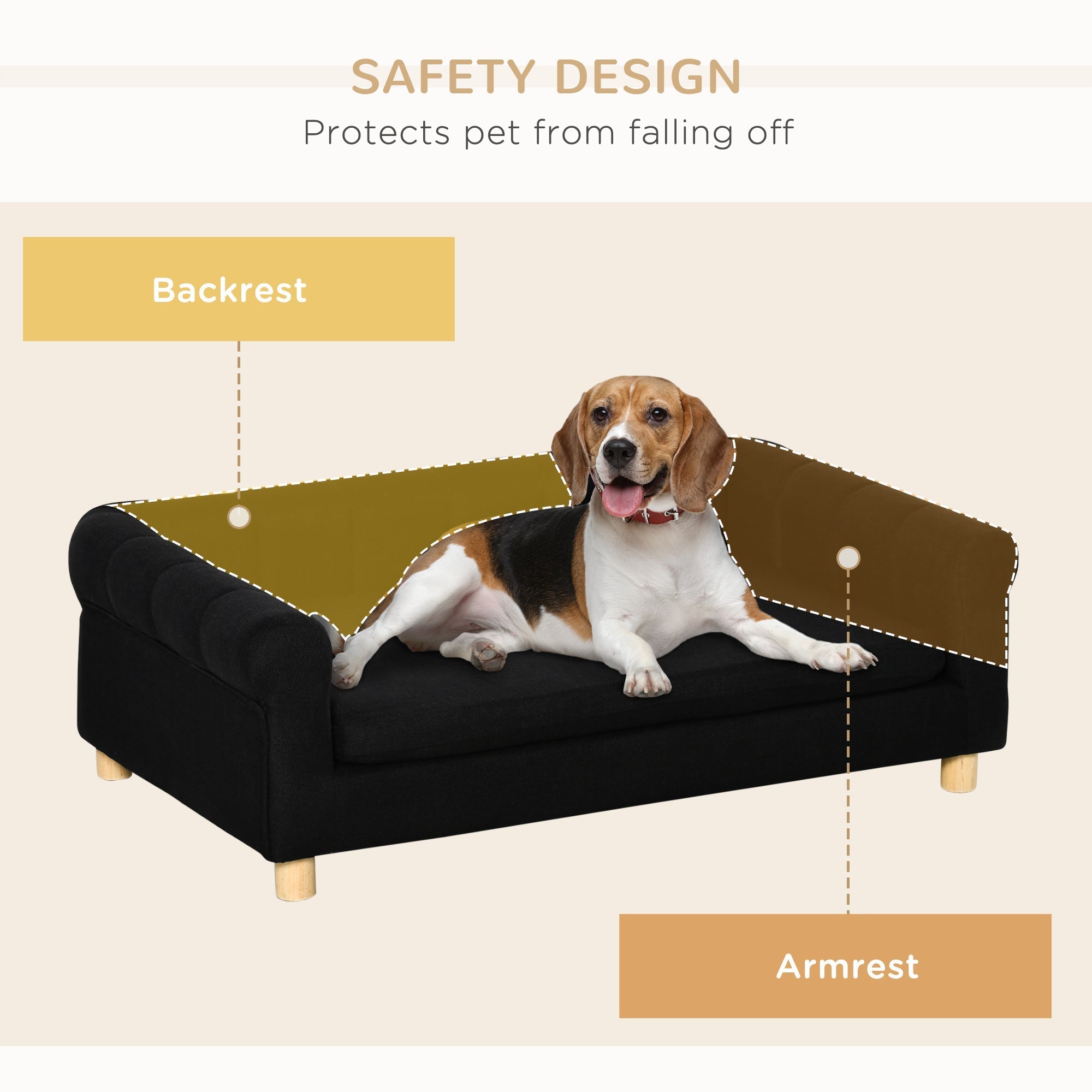 Modern Pet Sofa Cat or Medium Large Dog Couch W/ Removable Seat Cushion, Black Dog Sofas   at Gallery Canada