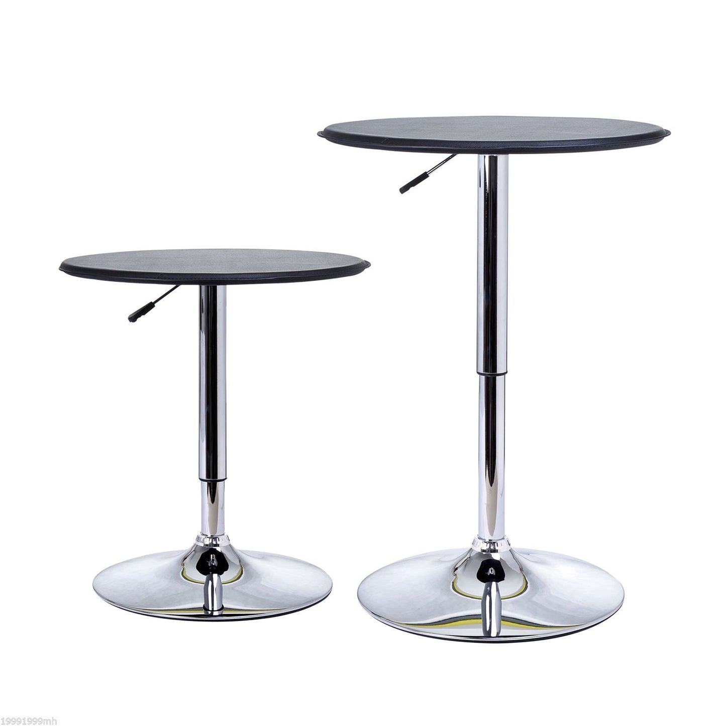 Modern Round Bar Table Adjustment Height Home Pub Bistro Desk Faux Leather Covered Wooden Top Chrome Base Black Bar Tables & Dining Tables   at Gallery Canada