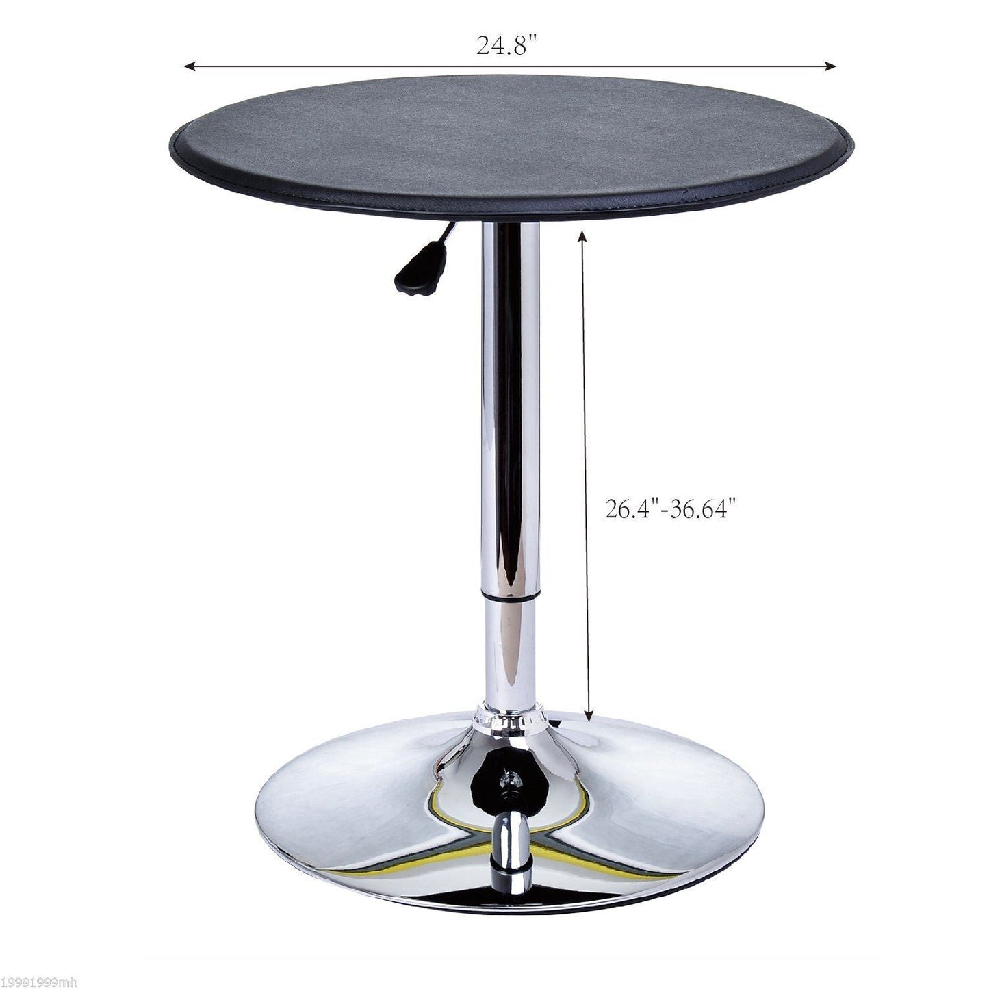 Modern Round Bar Table Adjustment Height Home Pub Bistro Desk Faux Leather Covered Wooden Top Chrome Base Black Bar Tables & Dining Tables Multi Colour  at Gallery Canada