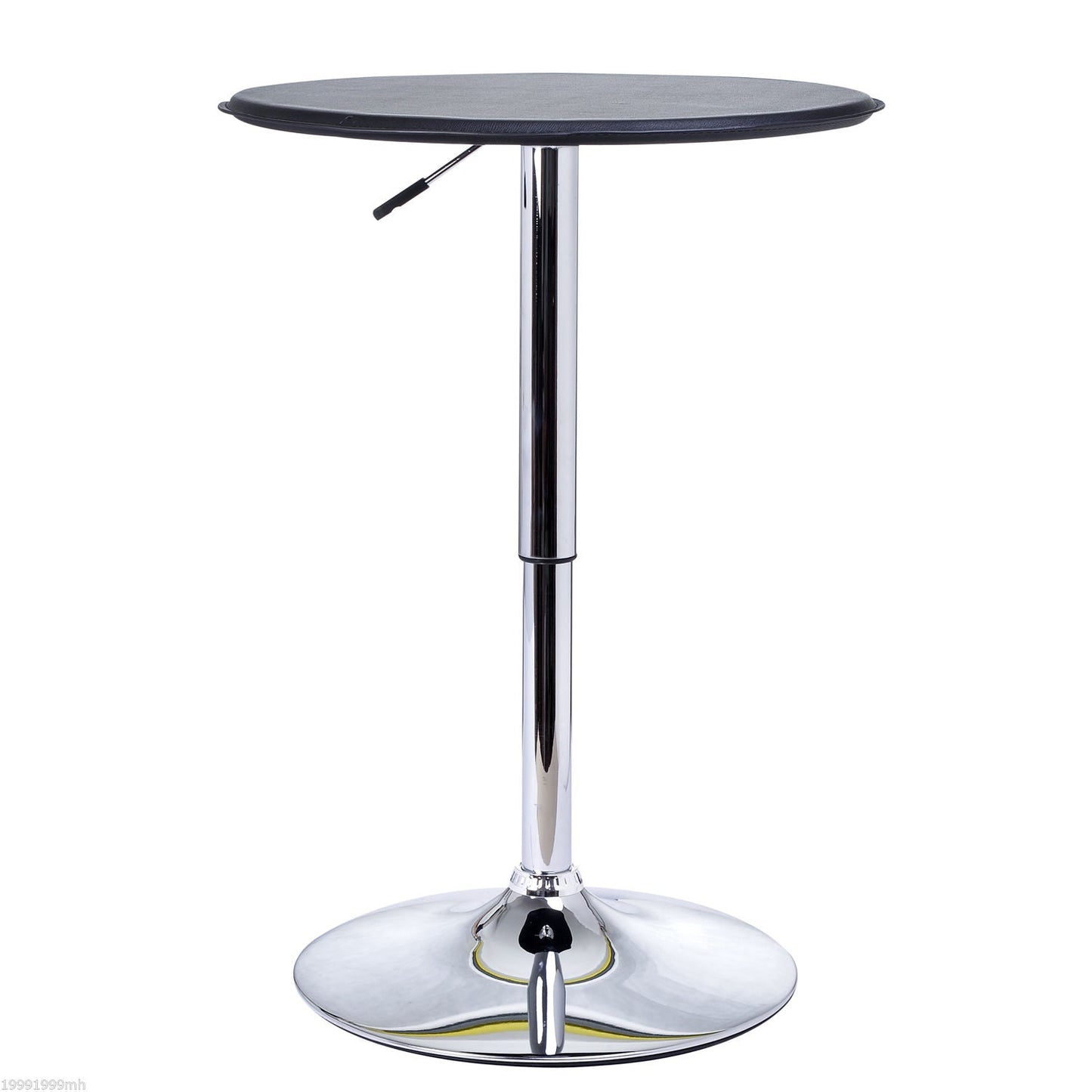 Modern Round Bar Table Adjustment Height Home Pub Bistro Desk Faux Leather Covered Wooden Top Chrome Base Black Bar Tables & Dining Tables   at Gallery Canada