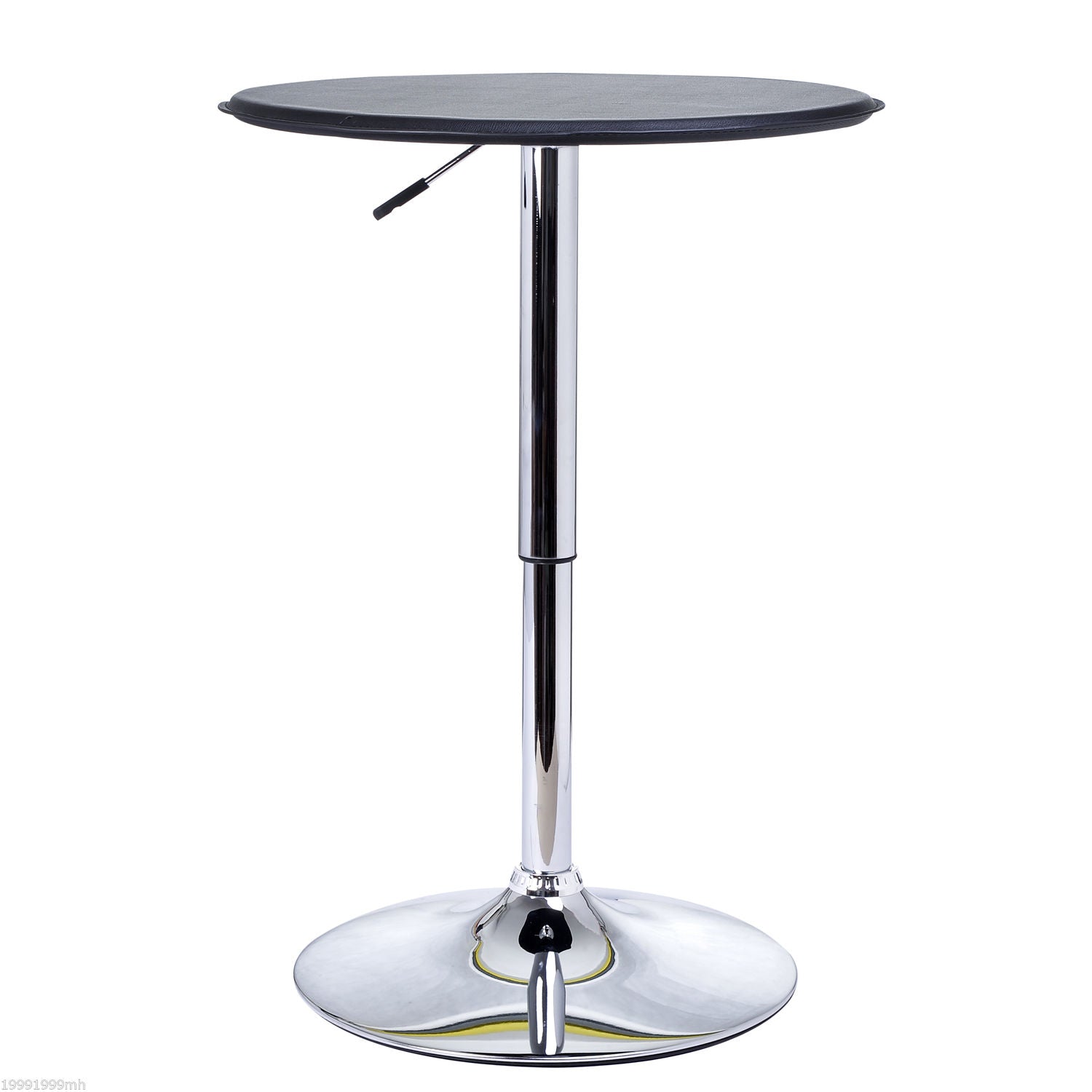 Modern Round Bar Table Adjustment Height Home Pub Bistro Desk Faux Leather Covered Wooden Top Chrome Base Black Bar Tables & Dining Tables   at Gallery Canada