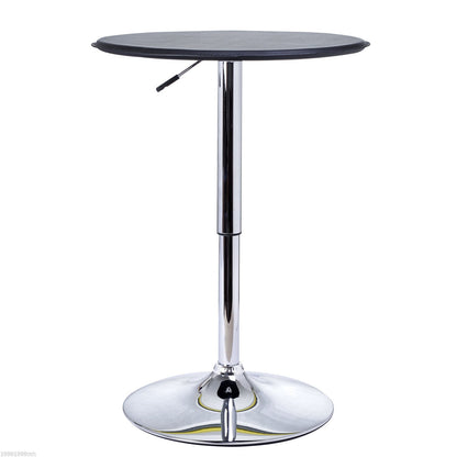 Modern Round Bar Table Adjustment Height Home Pub Bistro Desk Faux Leather Covered Wooden Top Chrome Base Black Bar Tables & Dining Tables   at Gallery Canada