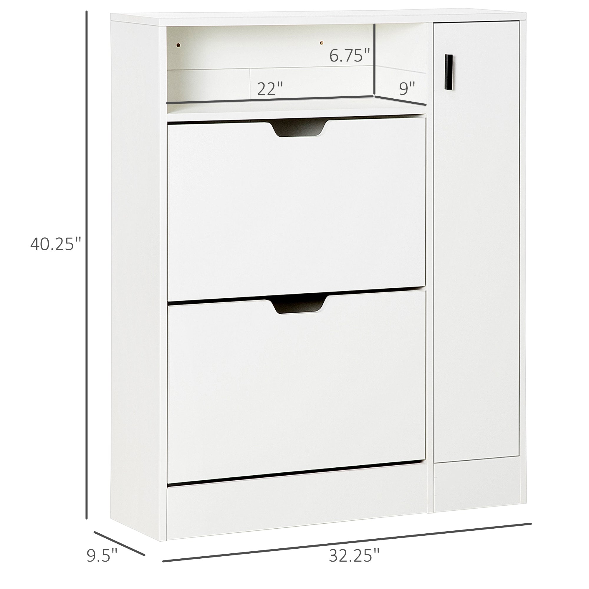 Modern Shoe Cabinet, 12 Pairs Shoe Storage Cabinet with 2 Flip Drawers, Open Shelf and Compartment for Umbrella, Hallway Entryway, White Shoe Storage Cabinets & Racks White  at Gallery Canada