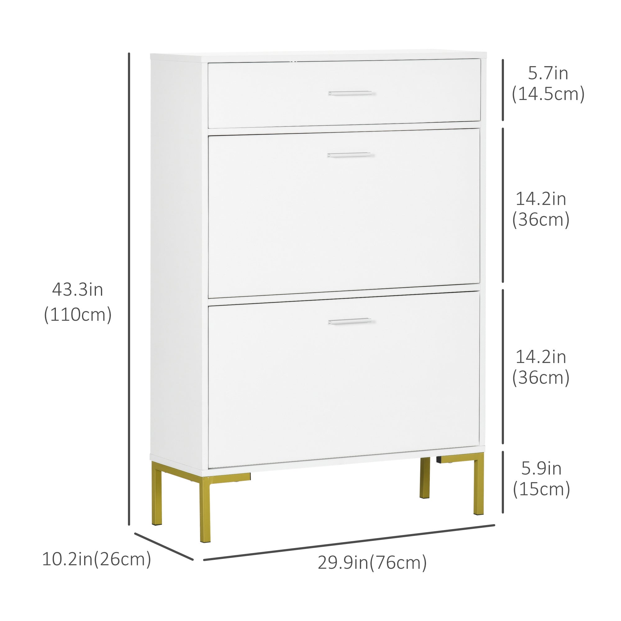 Modern Shoe Cabinet Storage 12 Pair Shoe Organizer with 2 Flip Doors Drawer and Adjustable Shelf White Shoe Storage Cabinets & Racks   at Gallery Canada