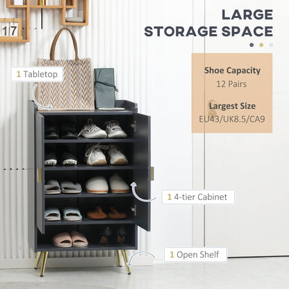 Modern Shoe Cabinet with 2 Doors, Open Shelf and Adjustable Shelves, 15 Pair Shoe Storage Organizer for Hallway, Entryway, Grey Shoe Storage Cabinets & Racks   at Gallery Canada