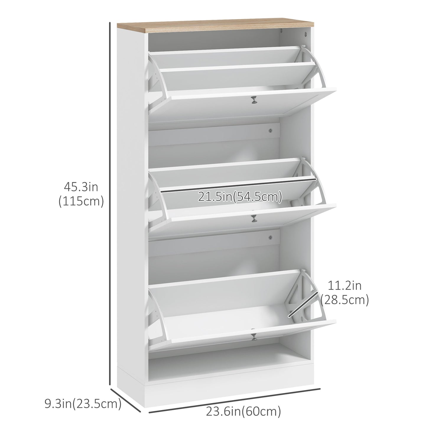 Modern Shoe Storage with 3 Flip Drawers and Adjustable Shelves, Shoe Cabinet Organizer for 18 Pairs of Shoes, White Shoe Storage Cabinets & Racks   at Gallery Canada