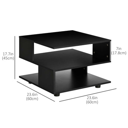 Modern Side Table with Storage Shelves, Square End Table for Bedroom, Living Room, Small Space, Night Stand with Adjustable Feet, Black Side Tables   at Gallery Canada