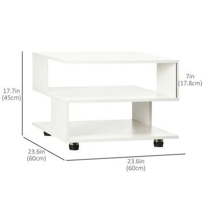 Modern Side Table with Storage Shelves, Square End Table for Bedroom, Living Room, Small Space, Night Stand with Adjustable Feet, White Side Tables   at Gallery Canada