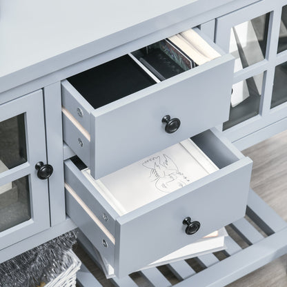 Modern Sideboard Buffet Cabinet, Kitchen Storage Cabinet with 2 Drawers, Bottom Shelf, Glass Doors, Grey Bar Cabinets   at Gallery Canada