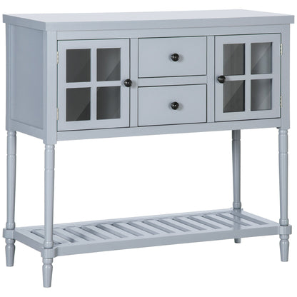 Modern Sideboard Buffet Cabinet, Kitchen Storage Cabinet with 2 Drawers, Bottom Shelf, Glass Doors, Grey Bar Cabinets   at Gallery Canada