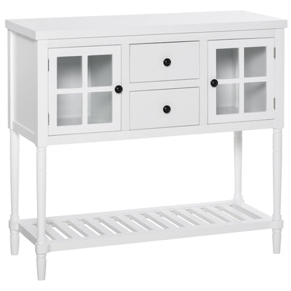 Modern Sideboard Buffet Cabinet, Kitchen Storage Cabinet with 2 Drawers, Bottom Shelf, Glass Doors, White Bar Cabinets White  at Gallery Canada