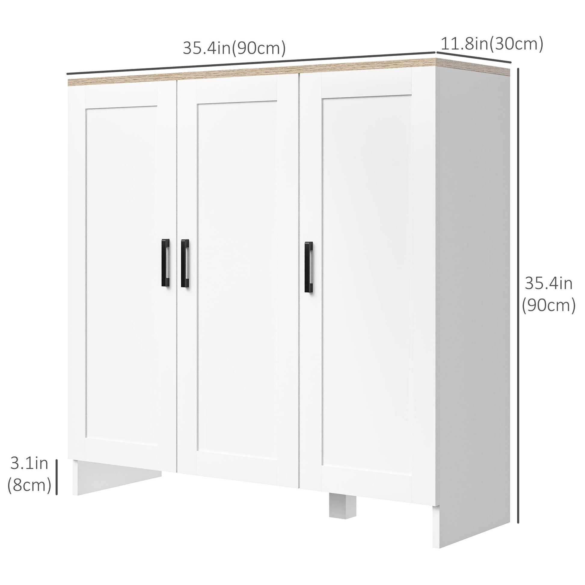 Modern Sideboard Buffet Cabinet, Modern Kitchen Storage Cabinet with 3 Doors Adjustable Shelves, for Dining Room, White Bar Cabinets   at Gallery Canada