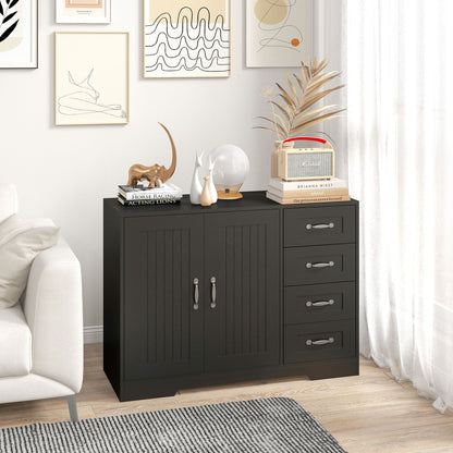 Modern Sideboard Buffet Cabinet with Drawers and Beadboard Door Cupboard Kitchen Storage Cabinet Black Storage Cabinets   at Gallery Canada