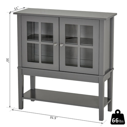 Modern Sideboard Buffet Cabinet Wood Console Table with Glass Doors Kitchen Dining Room Furniture, Dark Gray Bar Cabinets Dark Grey  at Gallery Canada