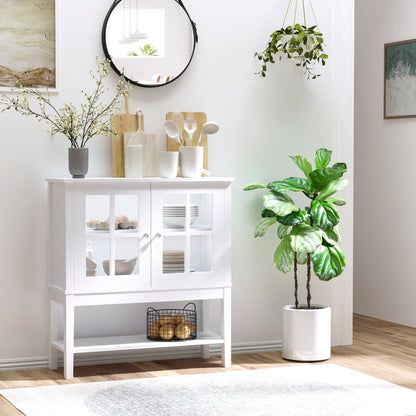 Modern Sideboard Buffet Cabinet Wood Console Table with Glass Doors Kitchen Dining Room Furniture White Bar Cabinets   at Gallery Canada