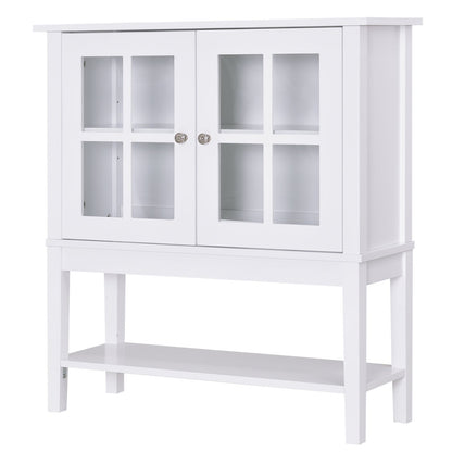 Modern Sideboard Buffet Cabinet Wood Console Table with Glass Doors Kitchen Dining Room Furniture White Bar Cabinets White  at Gallery Canada