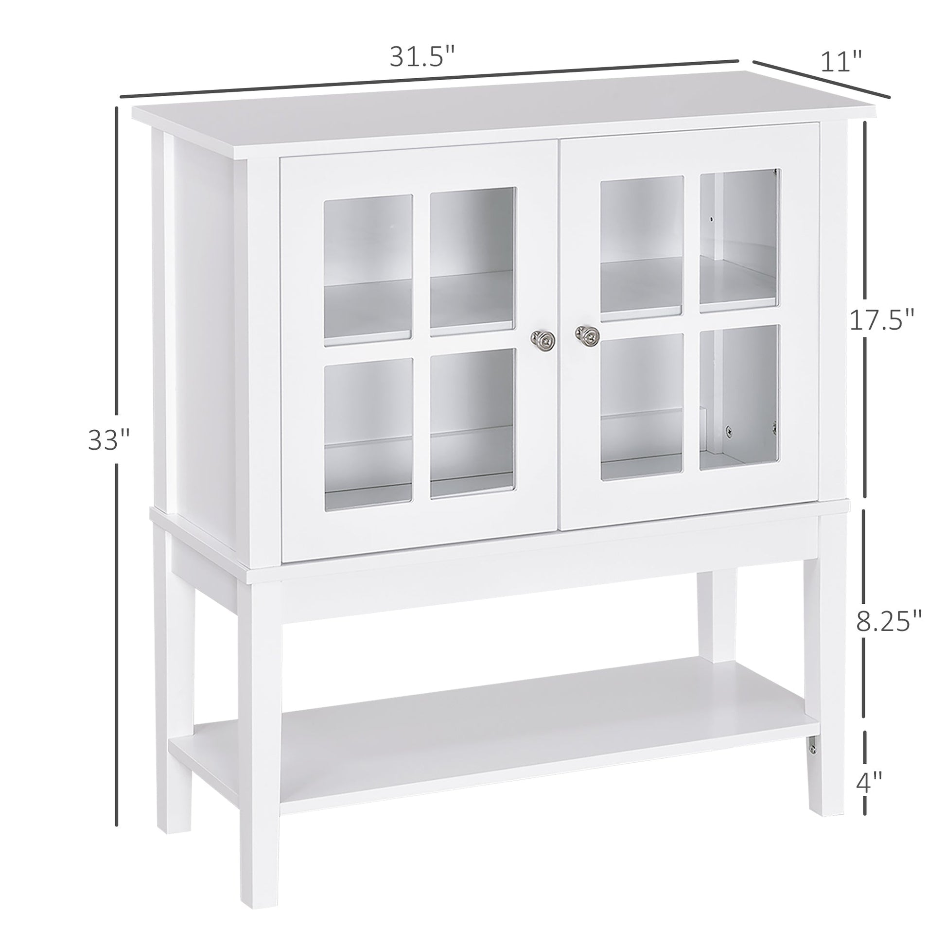 Modern Sideboard Buffet Cabinet Wood Console Table with Glass Doors Kitchen Dining Room Furniture White Bar Cabinets   at Gallery Canada