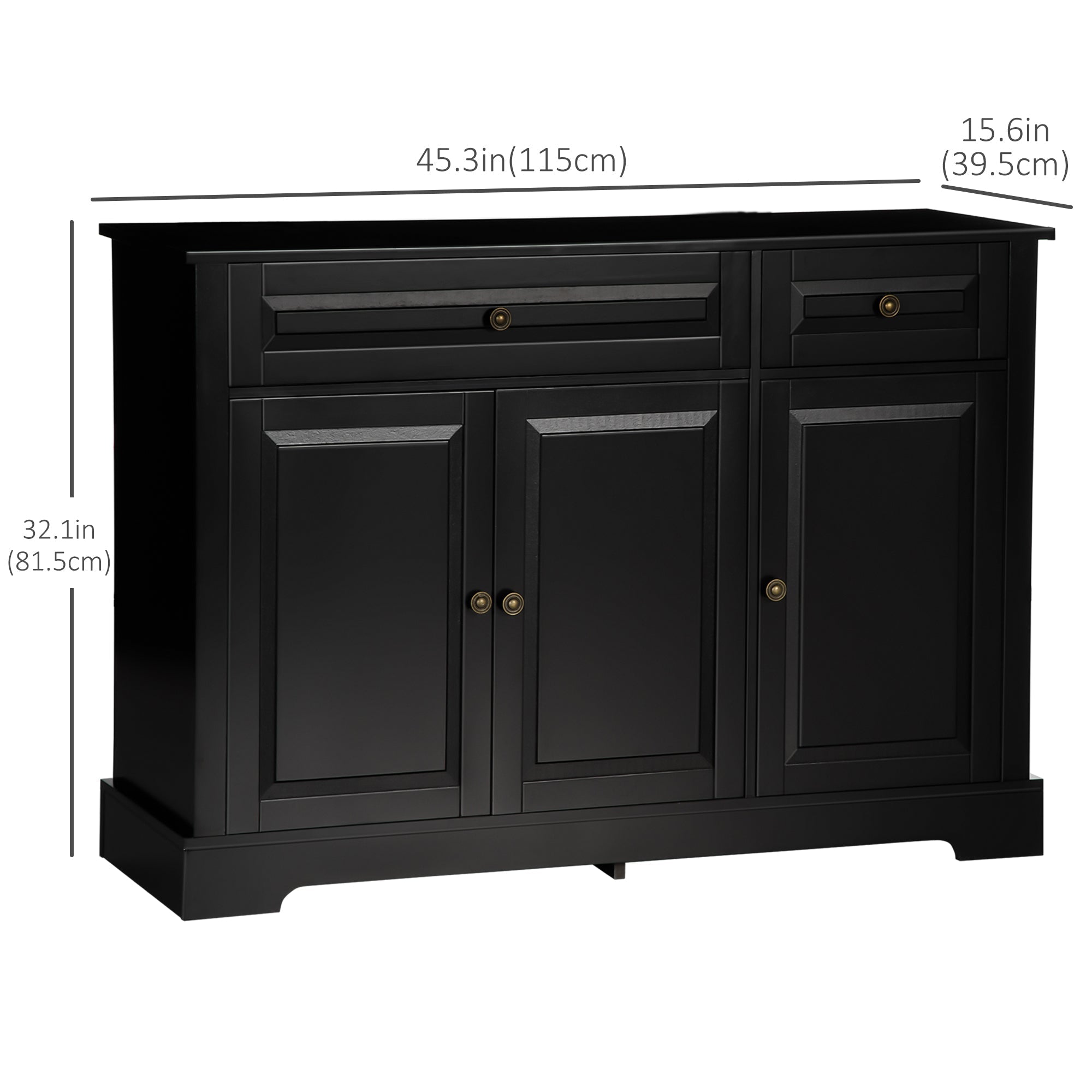 Modern Sideboard Cabinet, Buffet Cabinet with 2 Drawers and Adjustable Shelves, Buffets Tables for Dining Room, Black Bar Cabinets   at Gallery Canada