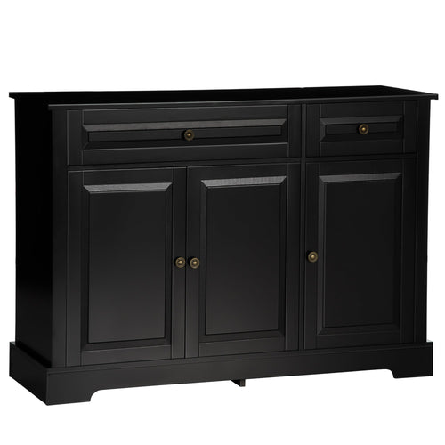 Modern Sideboard Cabinet, Buffet Cabinet with 2 Drawers and Adjustable Shelves, Buffets Tables for Dining Room, Black