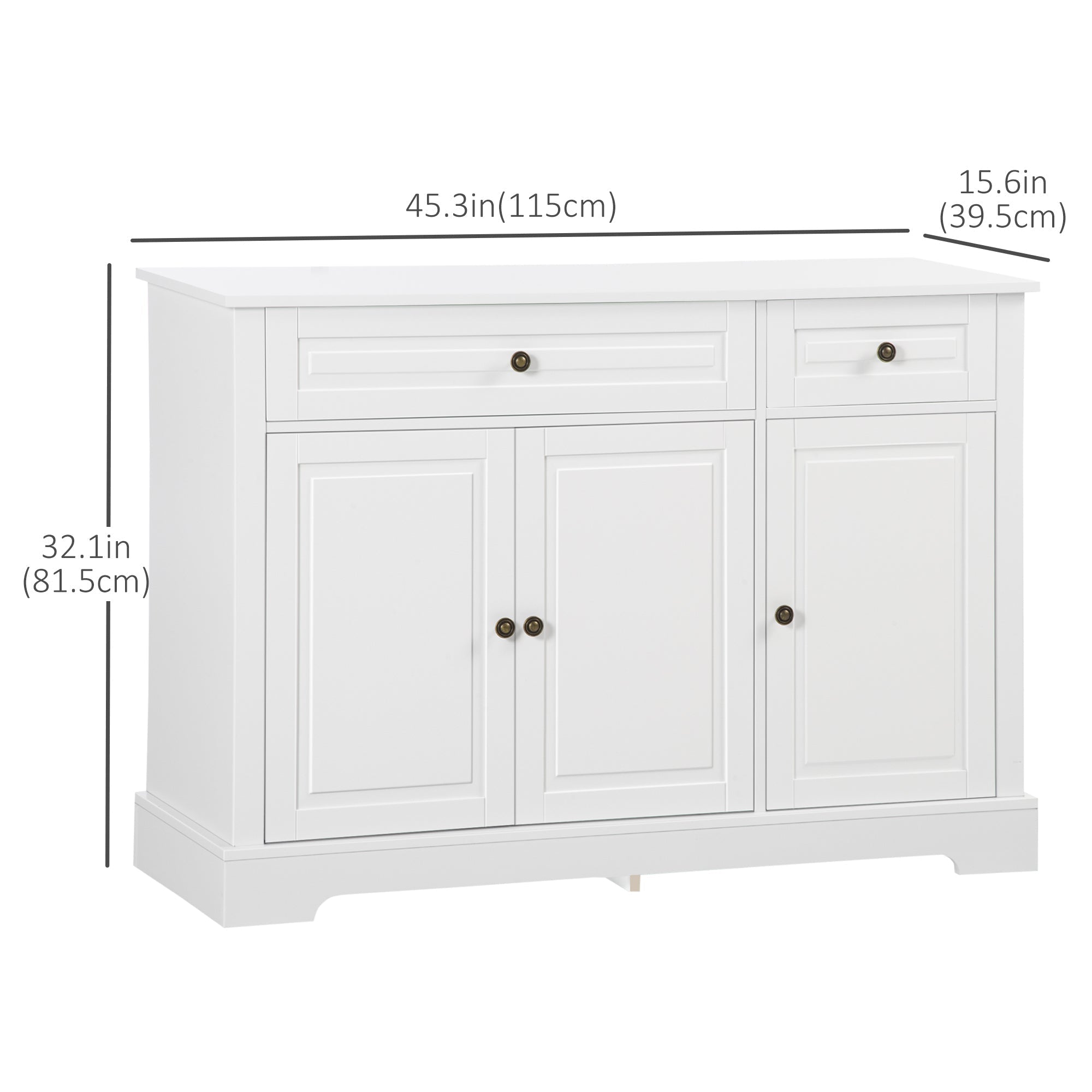 Modern Sideboard Cabinet, Buffet Cabinet with 2 Drawers and Adjustable Shelves, Buffets Tables for Dining Room, White Bar Cabinets   at Gallery Canada