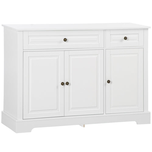 Modern Sideboard Cabinet, Buffet Cabinet with 2 Drawers and Adjustable Shelves, Buffets Tables for Dining Room, White