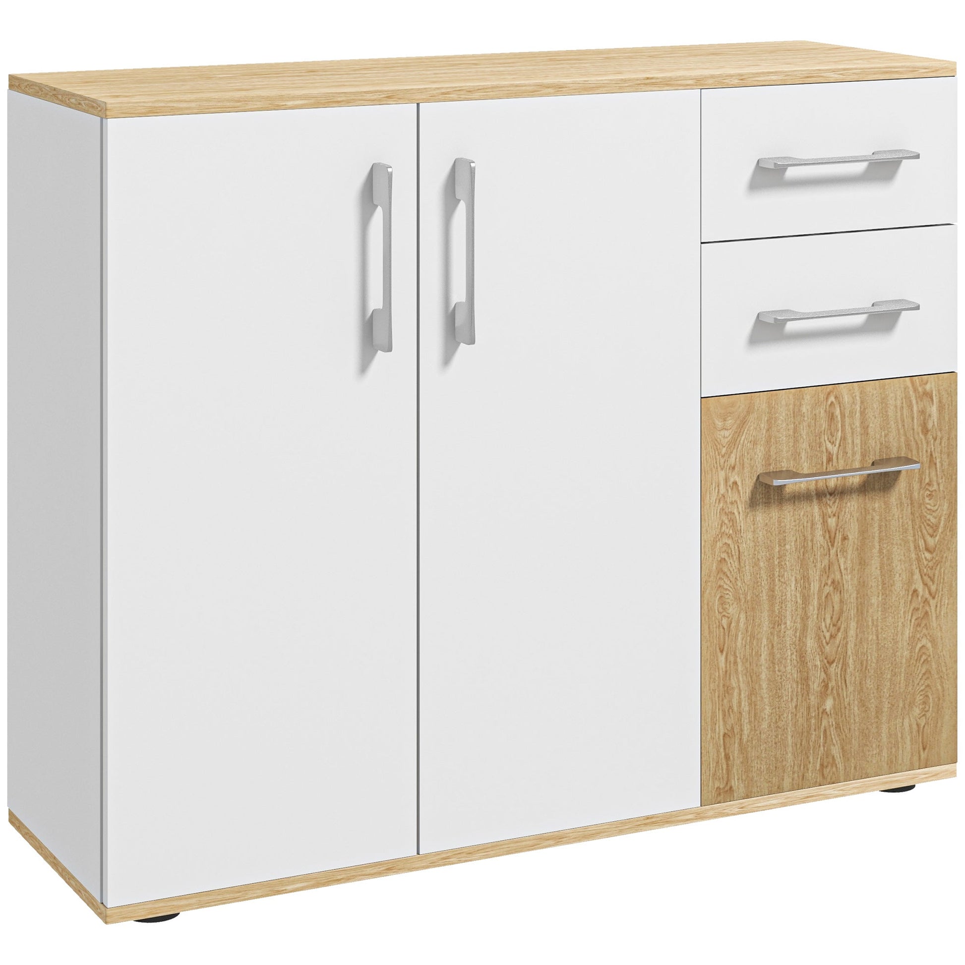 Modern Sideboard Cabinet, Freestanding Sideboards and Buffets with 3 Doors, 2 Drawers and Adjustable Shelf Kitchen Pantry Cabinets Multi Colour  at Gallery Canada