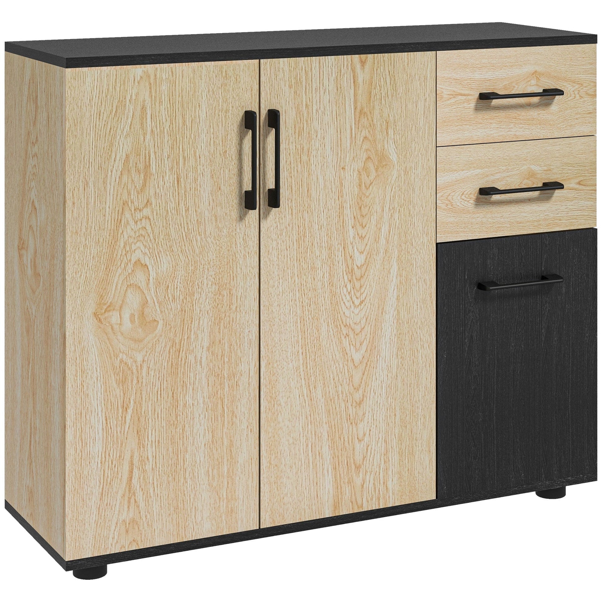 Modern Sideboard Cabinet, Freestanding Sideboards and Buffets with 3 Doors, 2 Drawers and Adjustable Shelf Kitchen Pantry Cabinets Multi Colour  at Gallery Canada